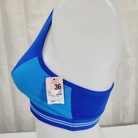 * Fruit of the loom size 36 racer back paddless wireless sports bra  blue - Picture 5 of 5